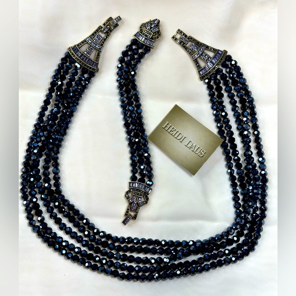 Heidi Daus beaded faceted necklace & bracelet set 2pc - Picture 1 of 12